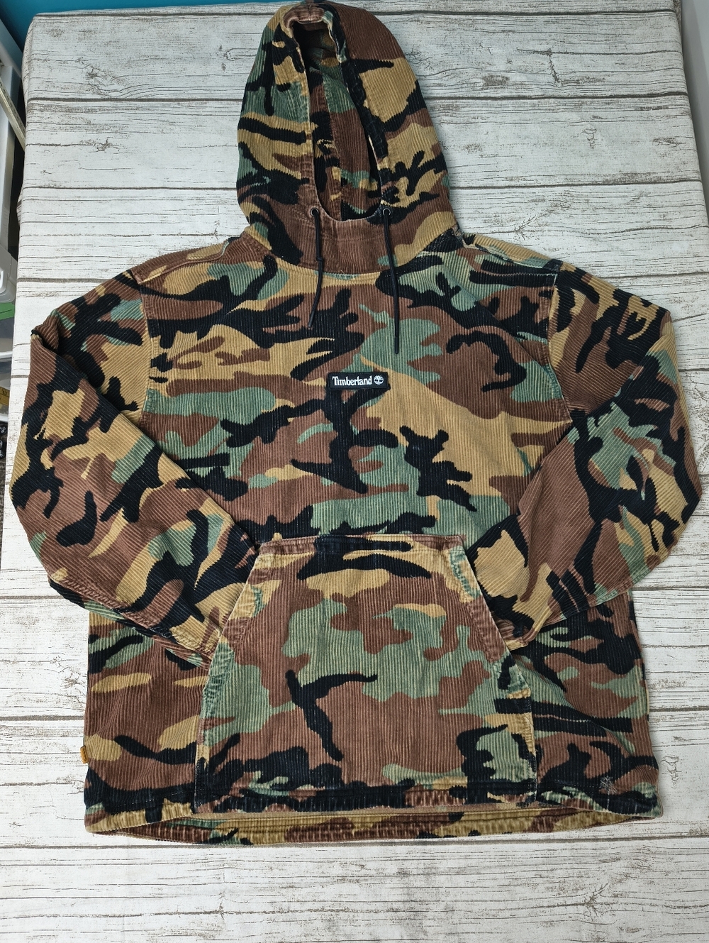 Timberland Camo Corduroy Pull Over Hoodie Men Size Large